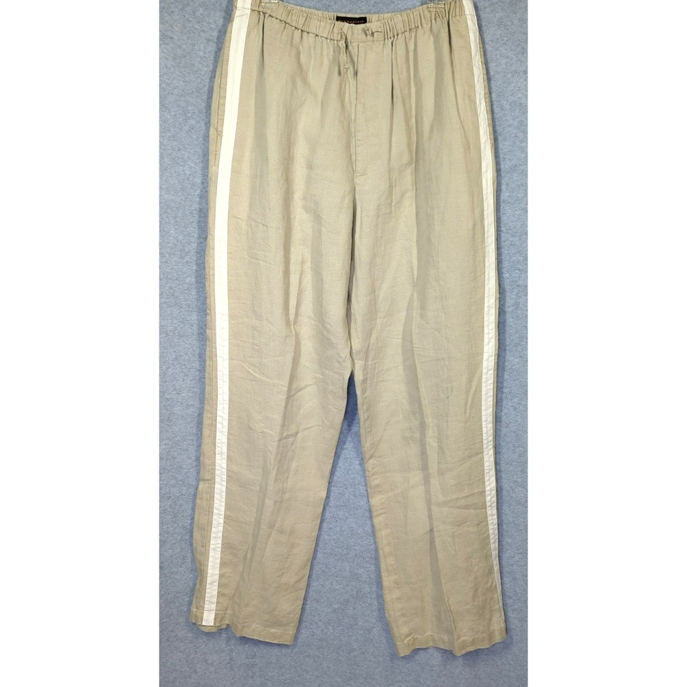 New Men's Linen Pants Large Lord & Taylor Side Stripe Drawstring Waist Straight